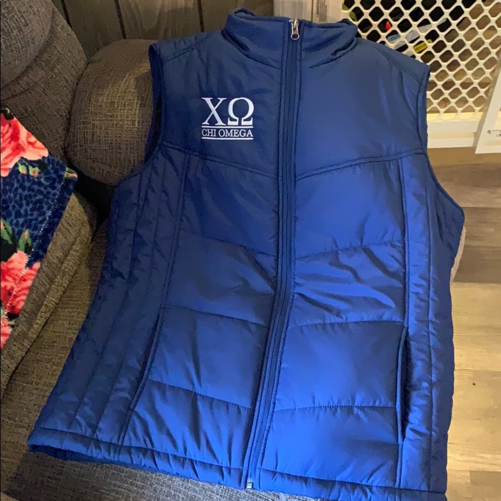 Chi Omega Blue Vest NWOT